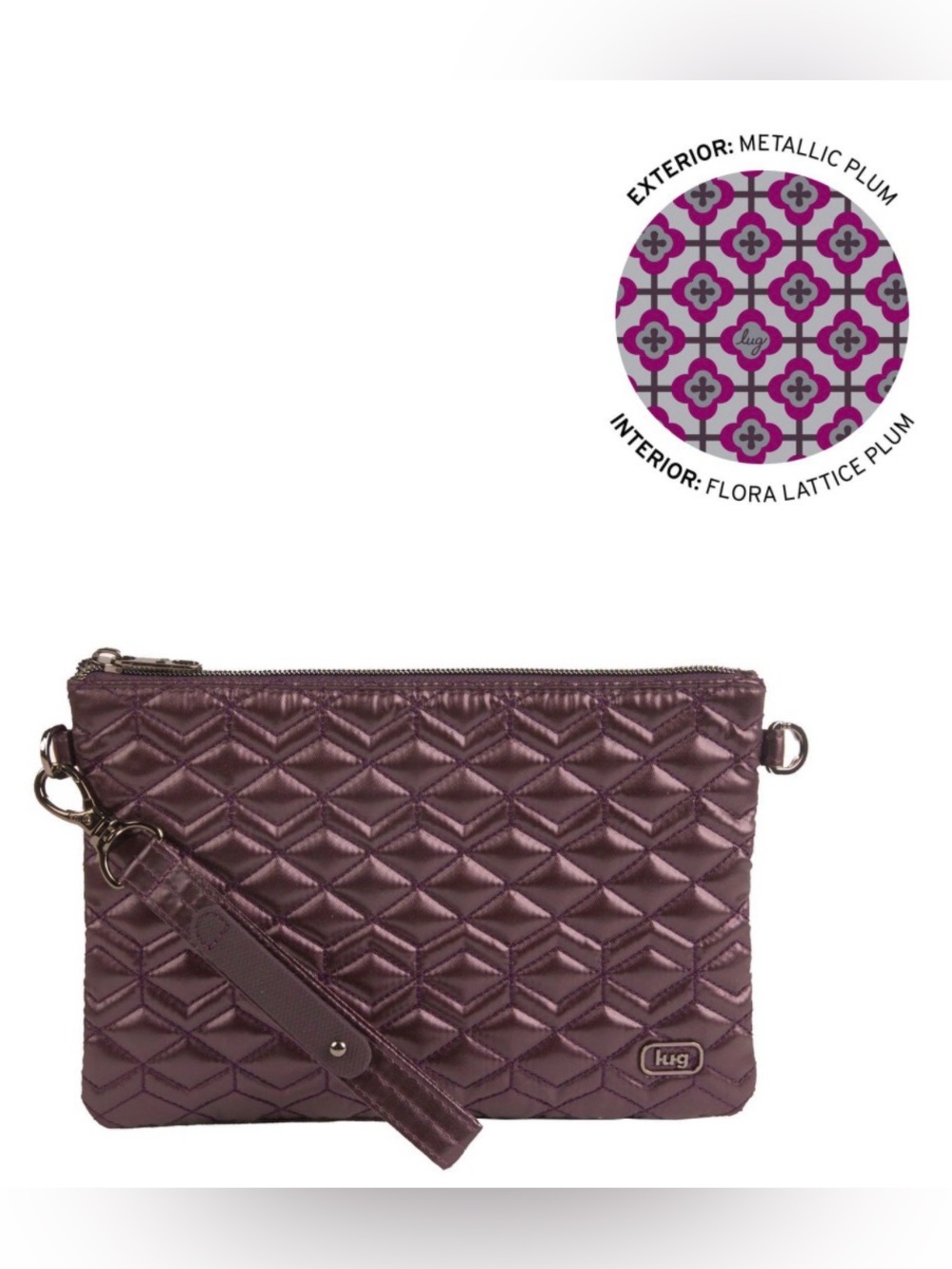 Lug Ziplet 2 Wristlet RFID Wallet NWT Metallic Plum